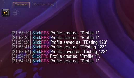 An example of the chat output when you create, delete or save a profile.