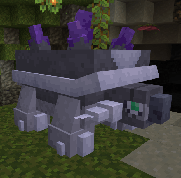 Thumbnail Spending centuries slowly tunneling through deep caverns in search of rare minerals. Its heavy rock shell serves as a natural crucible. The more it consumes a specific mineral, the more the crystals on its back change their properties.