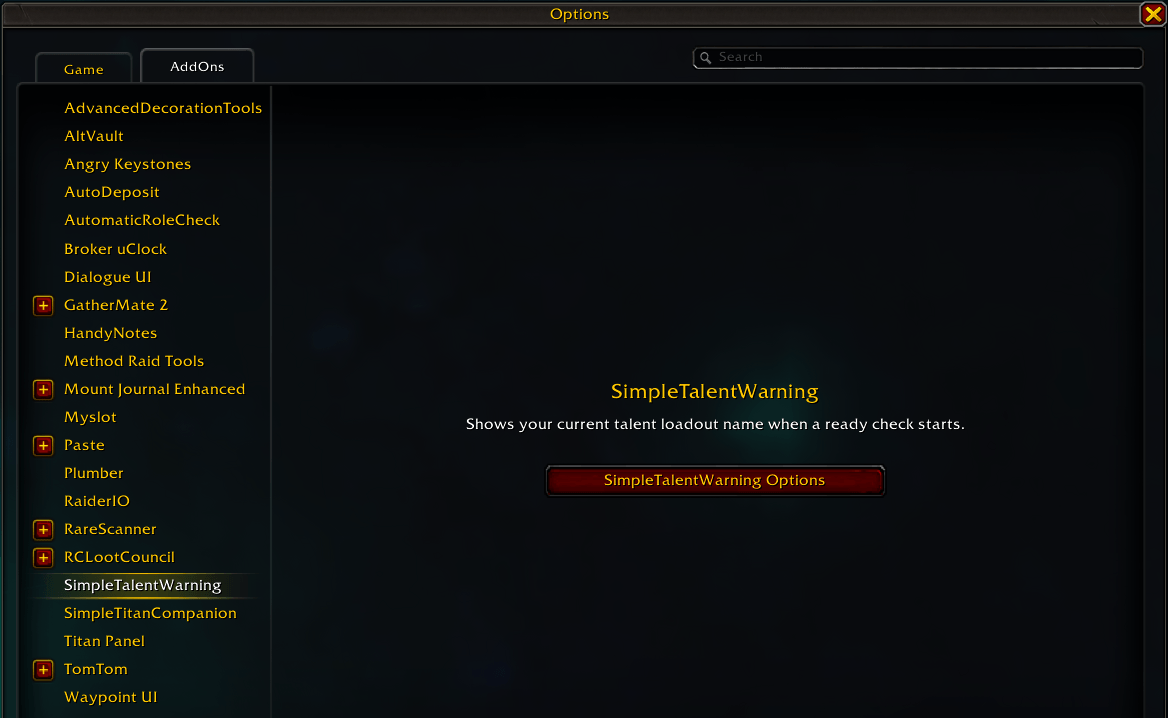Options -> Addons has access to STW-options