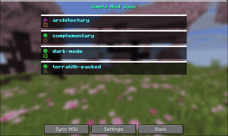 Screen with all the synchronized content