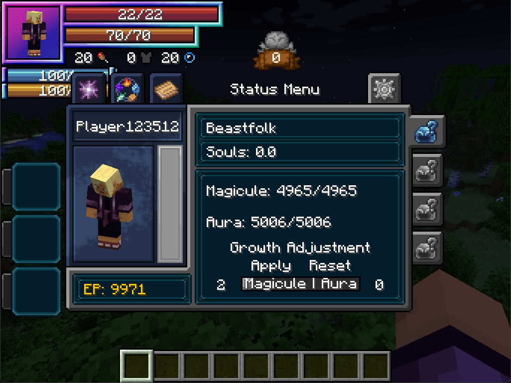 Slider set all the way to the left, converting the maximum amount possible of Aura gain into Magicule gain.