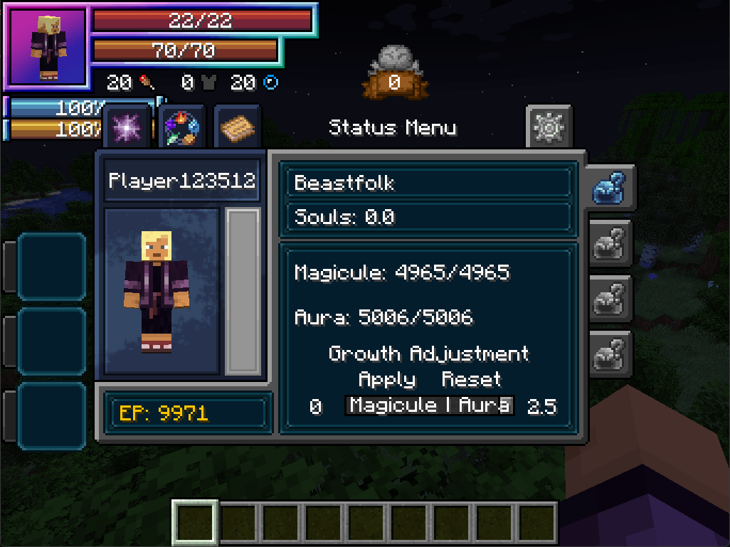 Slider set all the way to the right, converting the maximum amount possible of Magicule gain into Aura gain.