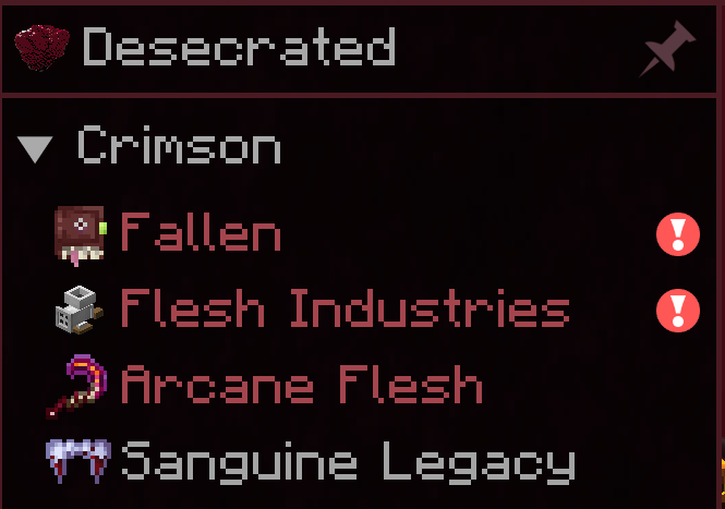 Example of the side menu with quests from Desecrated.