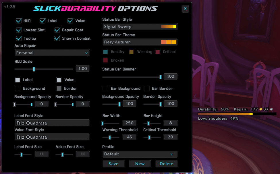 An example of the Signal Sweep Style and the Fiery Autumn Theme