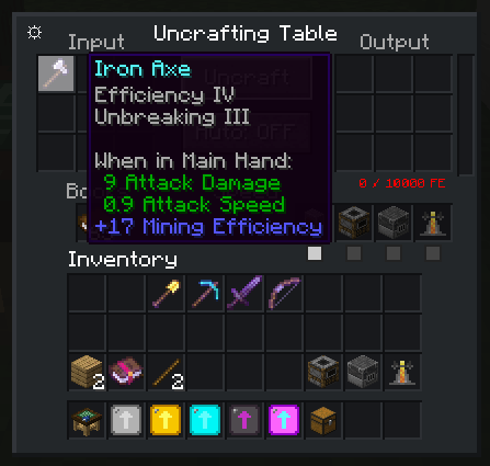 Thumbnail When Uncrafting gear with enchantments on them, the Universal Uncrafting Table requires books and a grindstone.