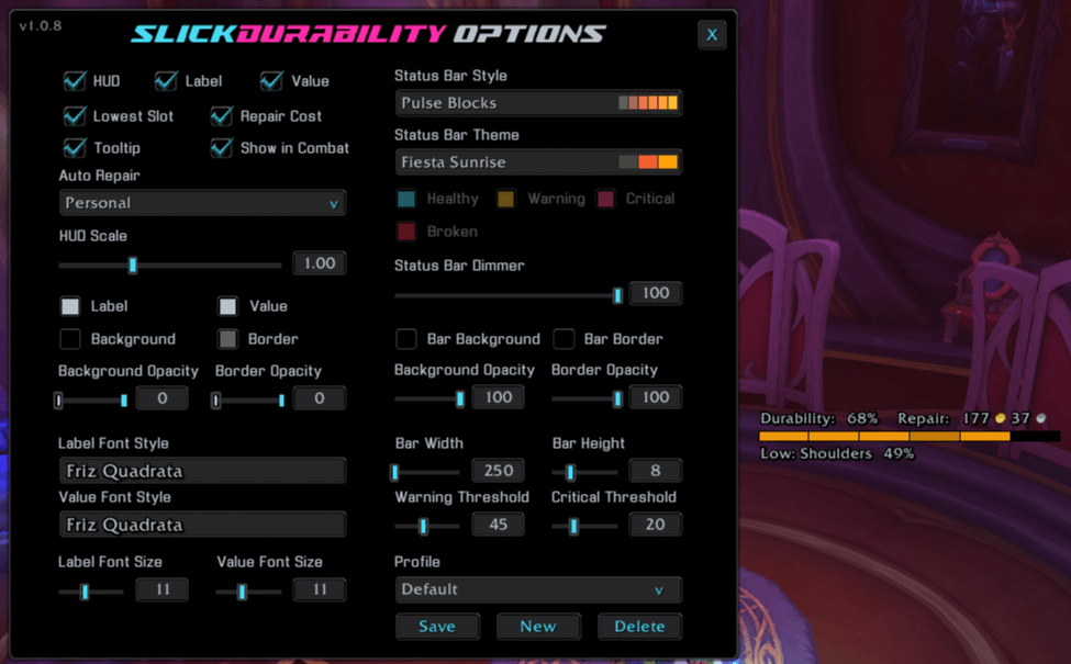 An example of the Pulse Blocks Style and the Fiesta Sunrise Theme.