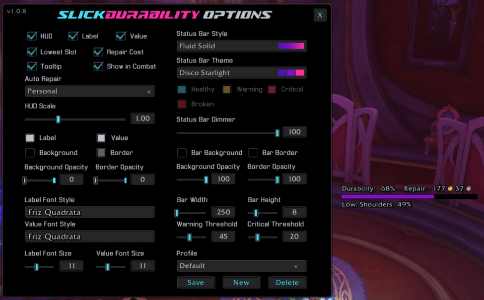 An example of the Fluid Solid Style and the Disco Starlight Theme.