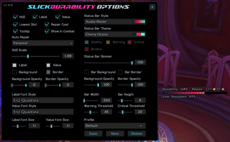 An example of the Audio Meter Style and the Cherry Ocean Theme.