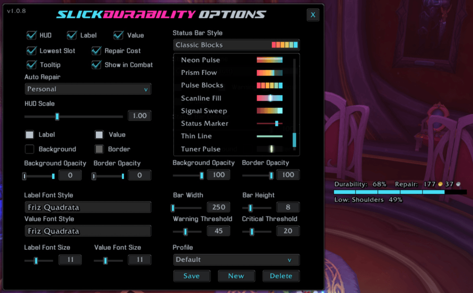 An additional example of the style menu with more styles.