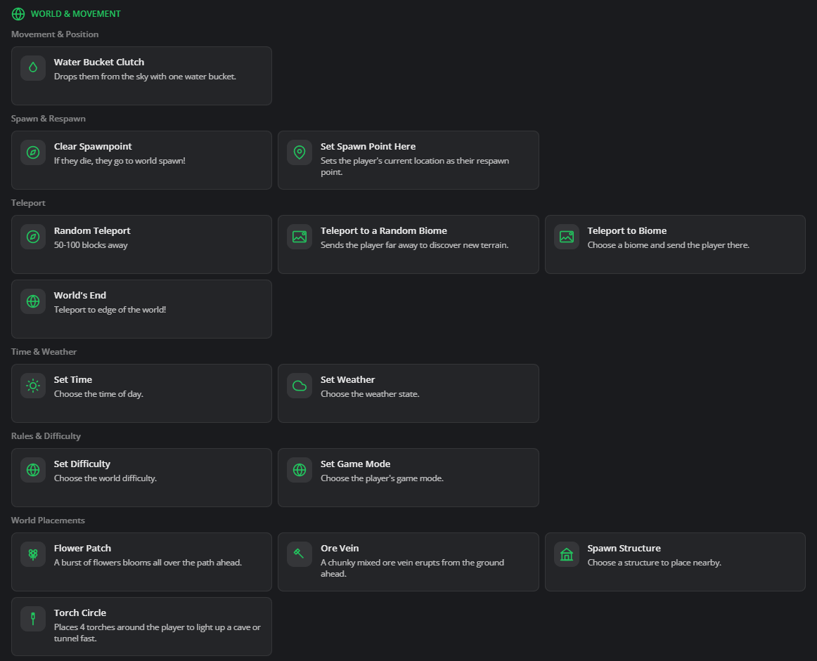 Overview of some of the world-related actions in our catalog