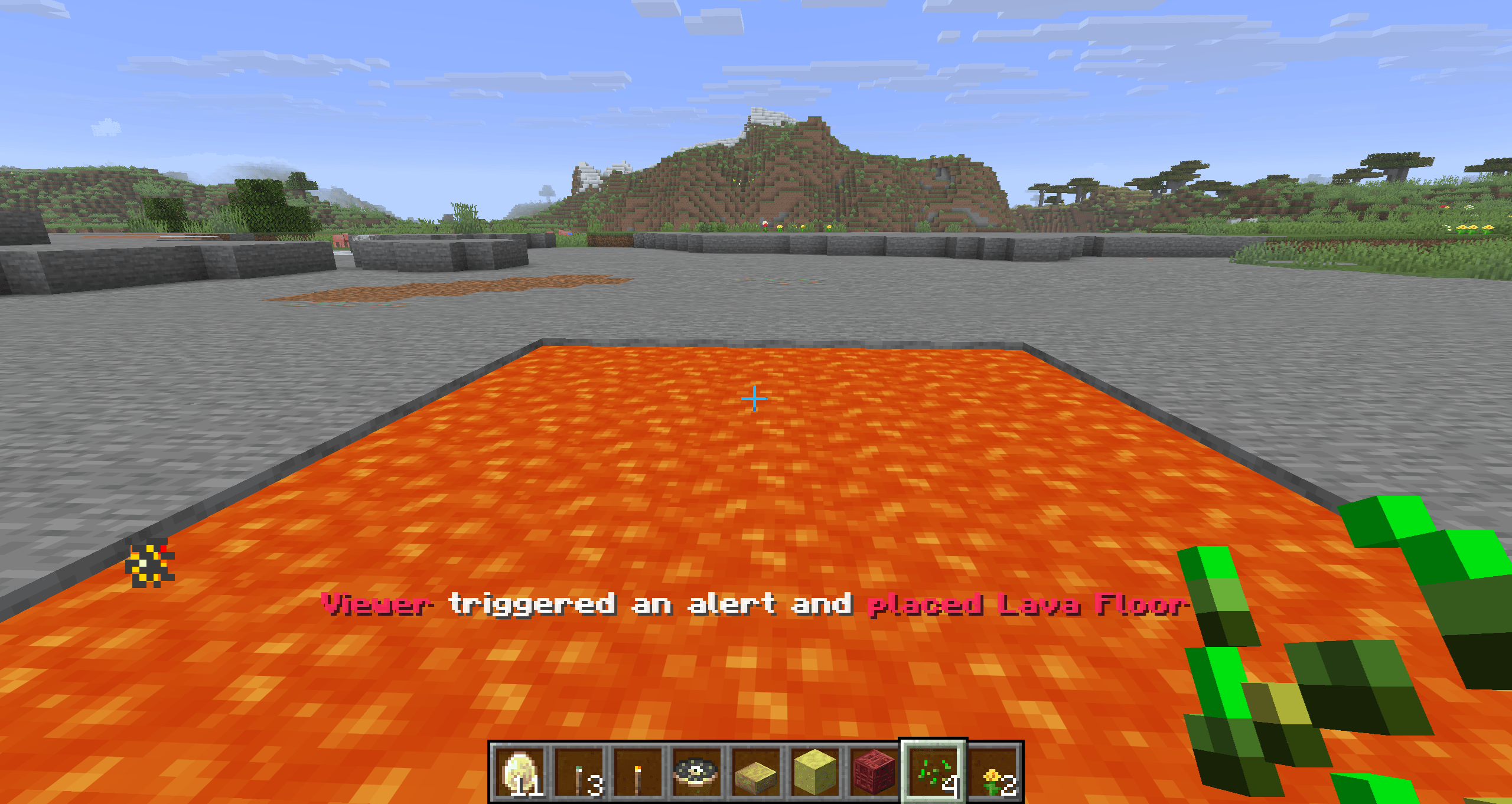 Viewer placing lava in front of player
