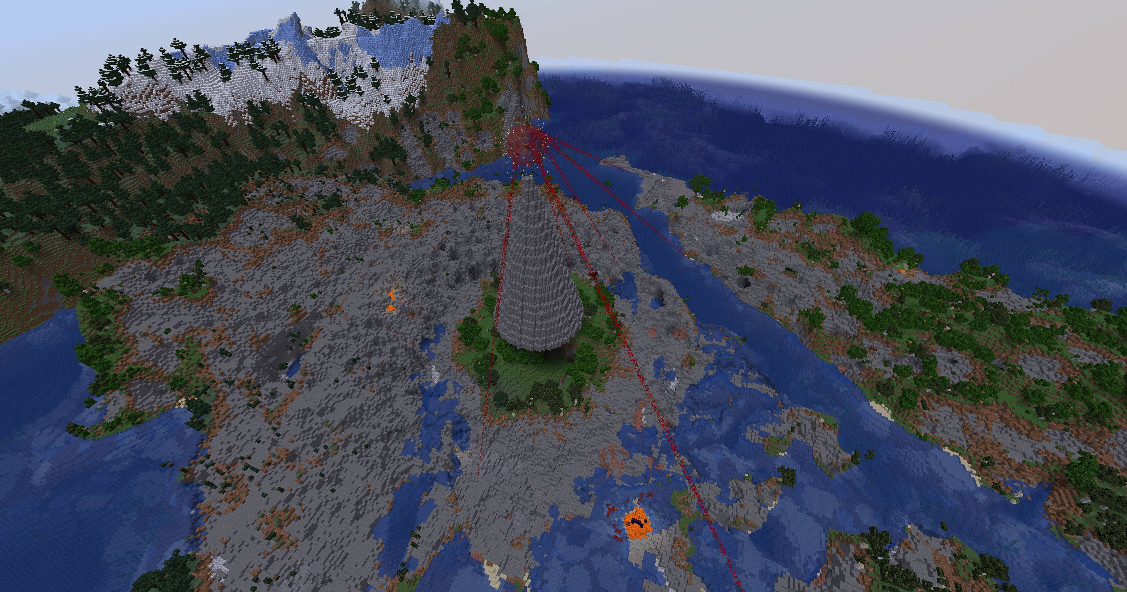 This tower was slowly build by the TNT and now fires multiple beams, which explode the surrounding area. Will finalize with a huge crater.