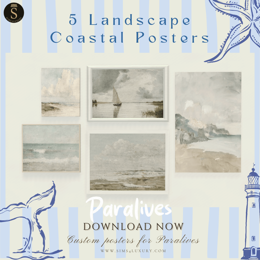 Sims4Luxury - Paralives - 5 Landscape Coastal Posters