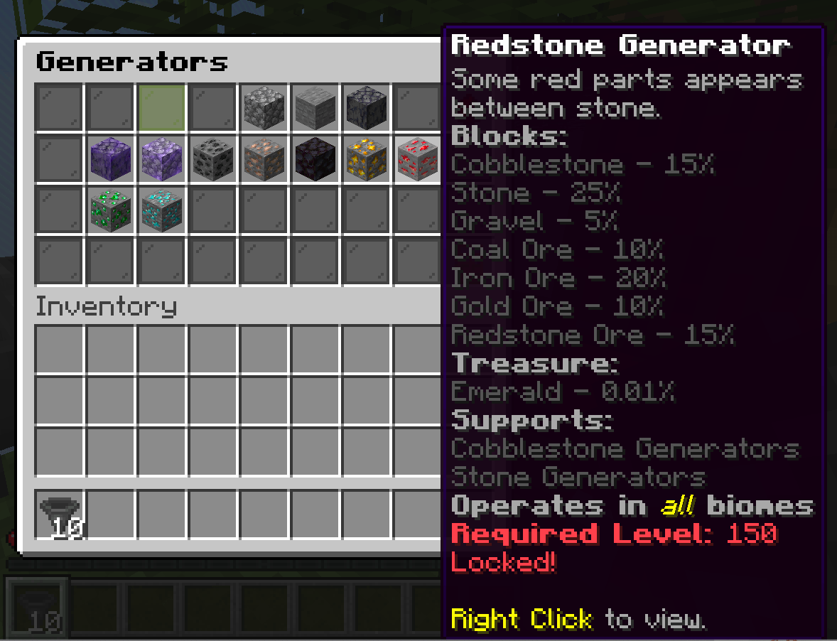 Players can unlock different generators