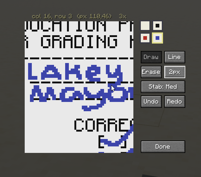 The Drawing menu supports three different colors, pen smoothing, a line tool, and an easy zoom to help you be as precise as you want.