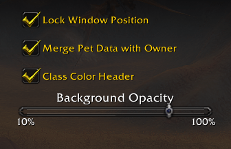 Simple Meter settings screen.