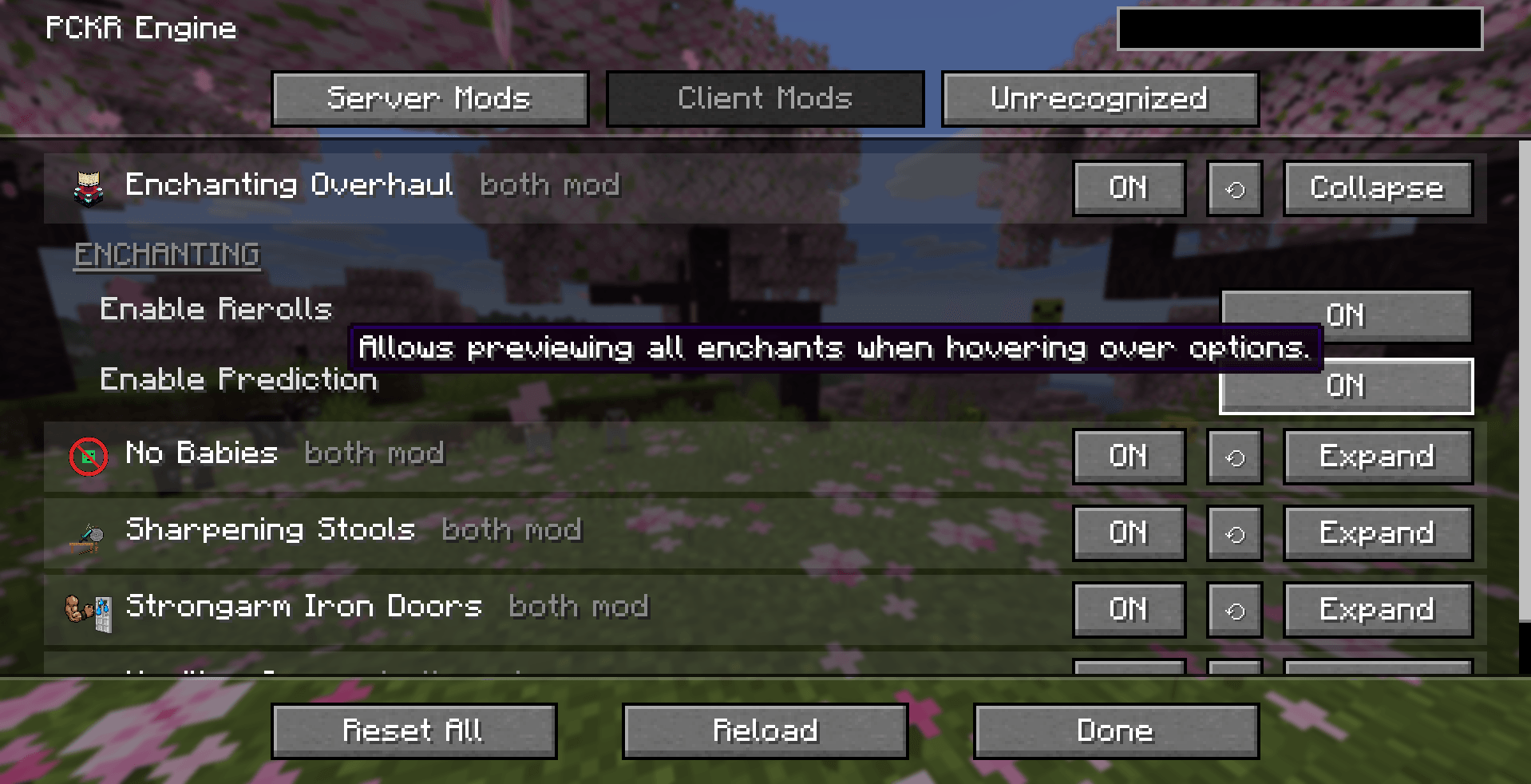 Remember to read the Tooltips for more information on the mod's workings before making changes that can alter your world, and maybe give undesirable outcomes.