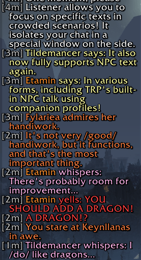 Snooper and NPC text.