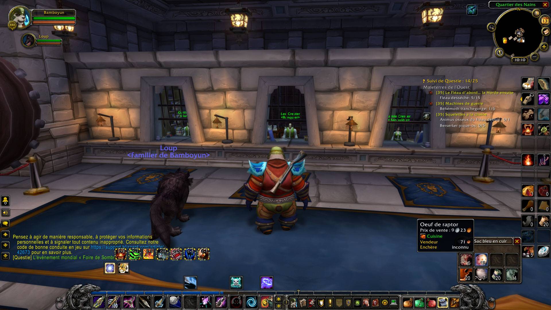 Tooltip showing profession usage
