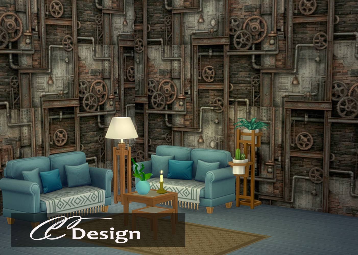 5 patterned wallpapers - spans 4 tiles - seamless pattern - base game compatible