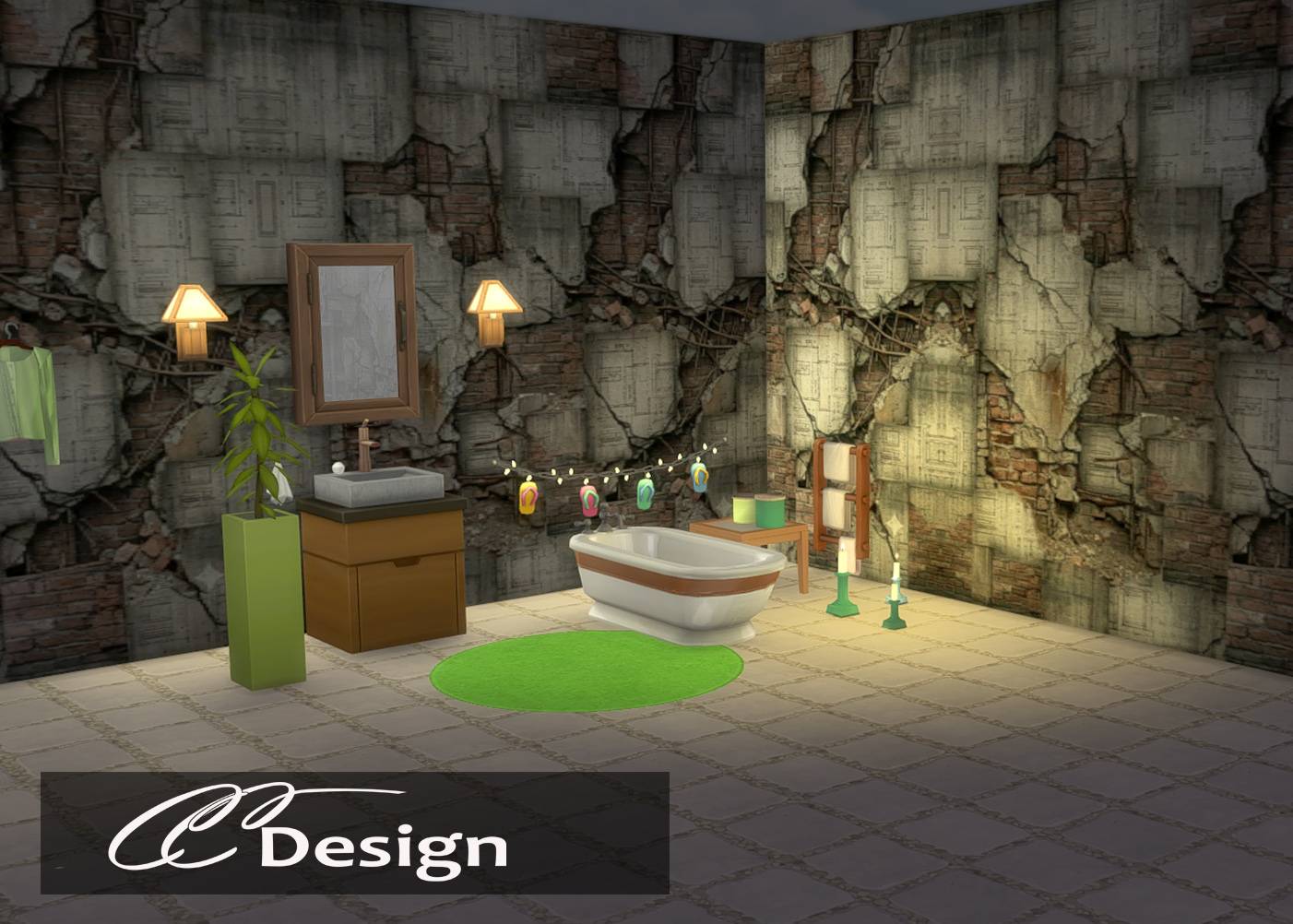 5 patterned wallpapers - spans 4 tiles - seamless pattern - base game compatible