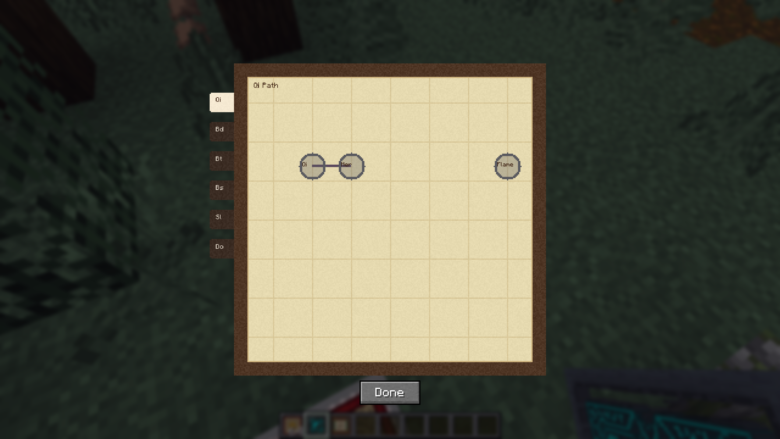 Thumbnail An interactive parchment-style map accessed through the Enlightenment Altar. Players click and drag to navigate the grid and unlock deep mystical cultivation concepts and secrets.