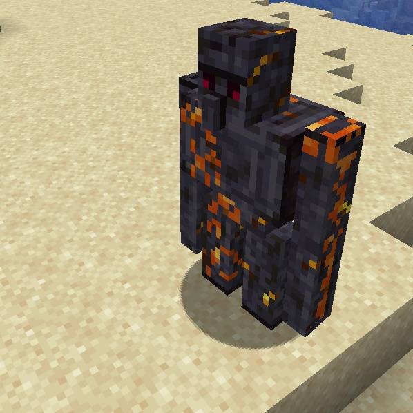 Damaged Golden Golem showing lava flowing out of him
