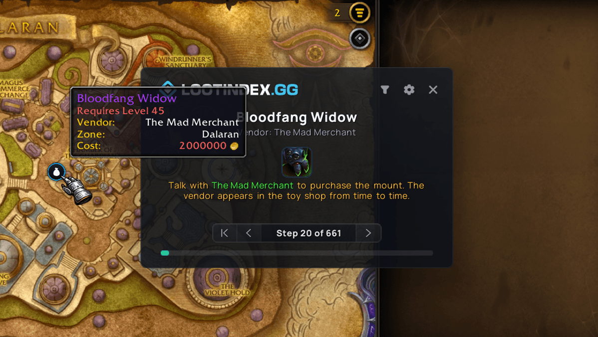 Open the destination map and follow guidance toward your next mount.