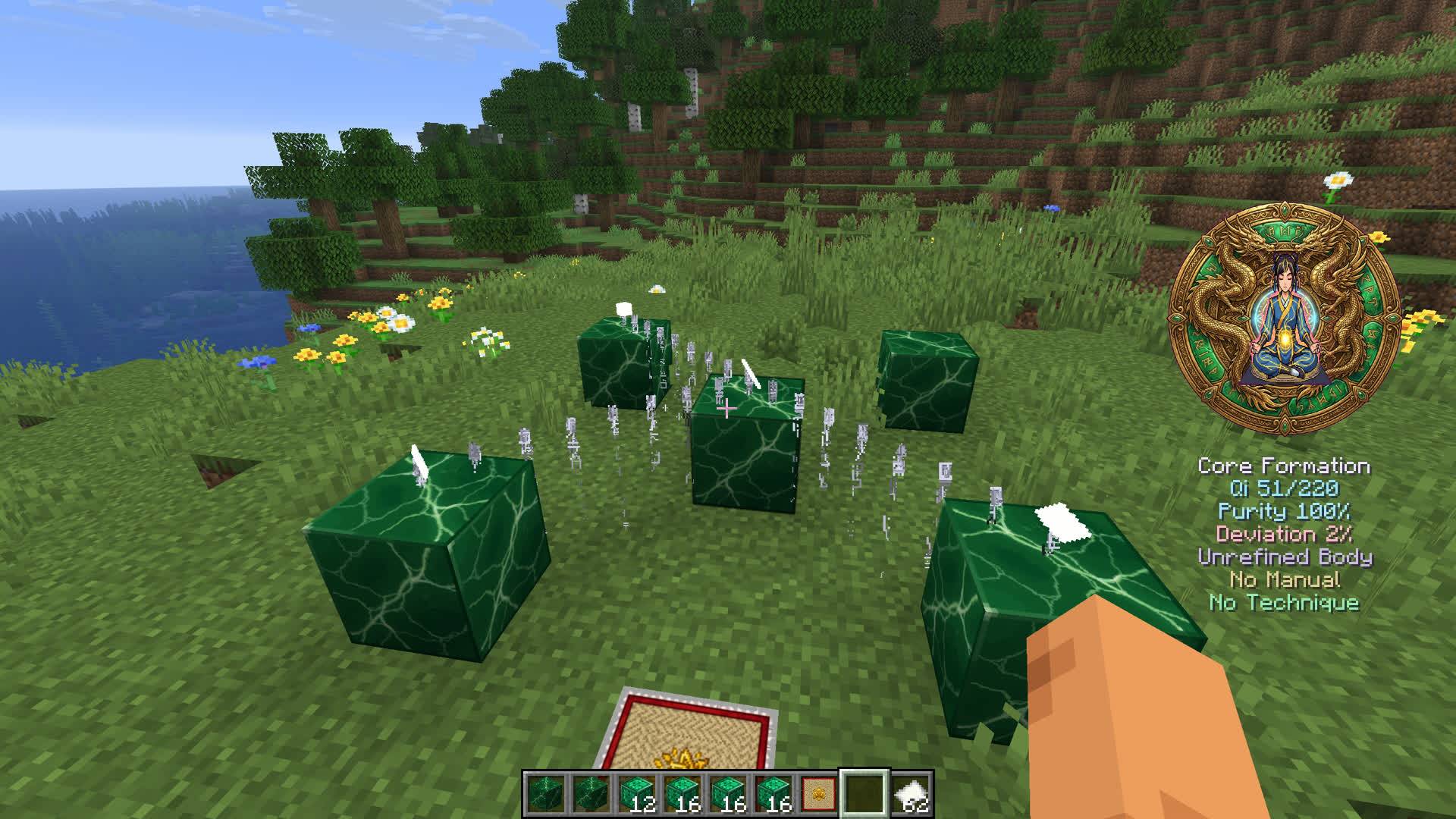 Thumbnail The Infusion Ritual is underway! Streams of enchanted particles flow from each Jade Pedestal toward the central altar, channeling spiritual energy into the crafted item.