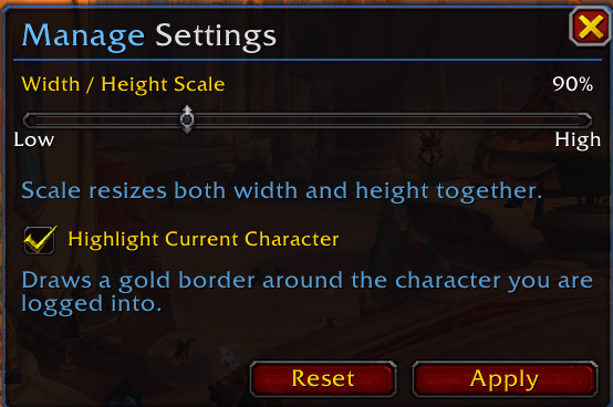 Gear Viewer Mange Settings Interface