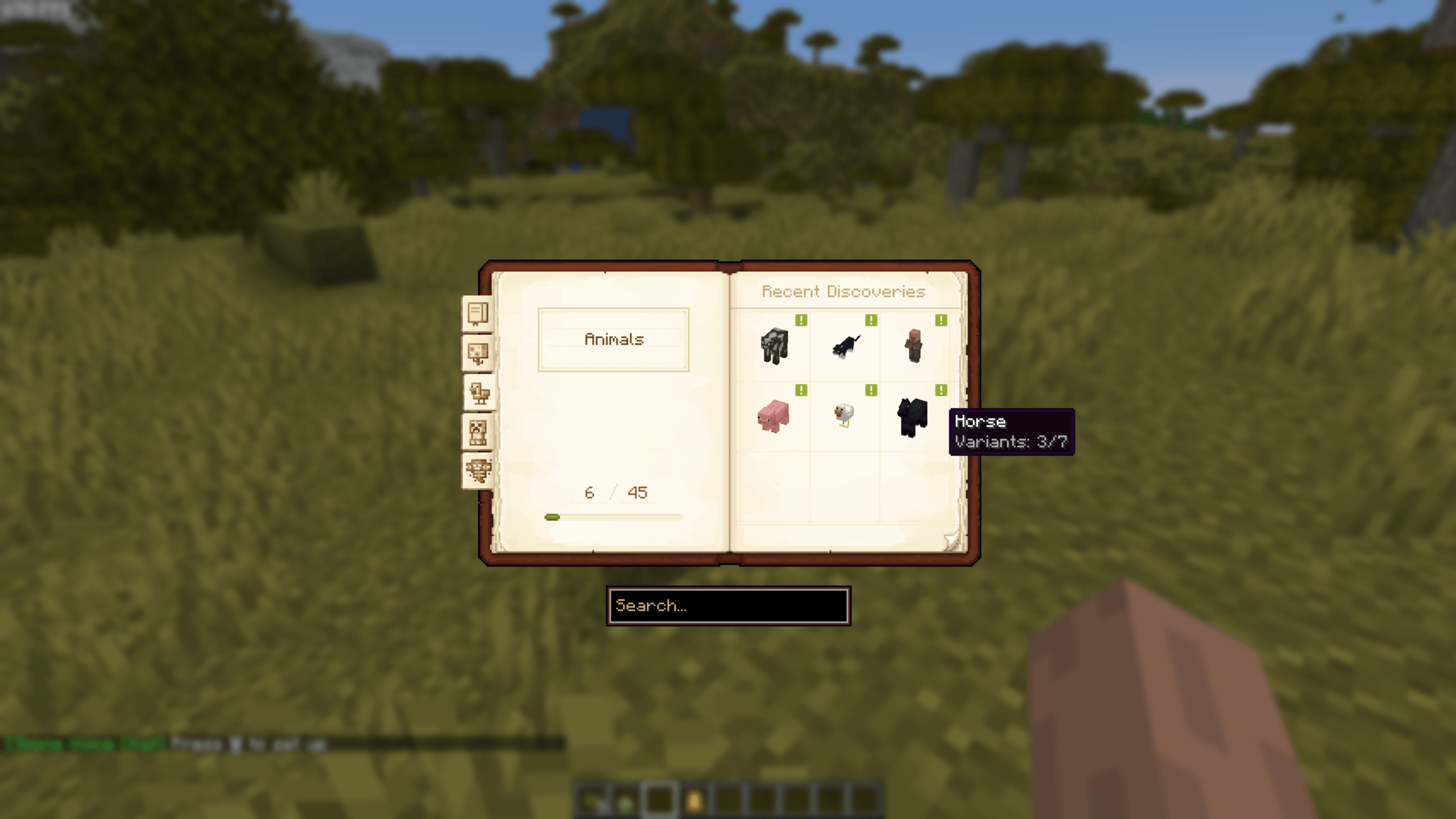The Catalog that Tracks all of the mobs and crops youve discovered