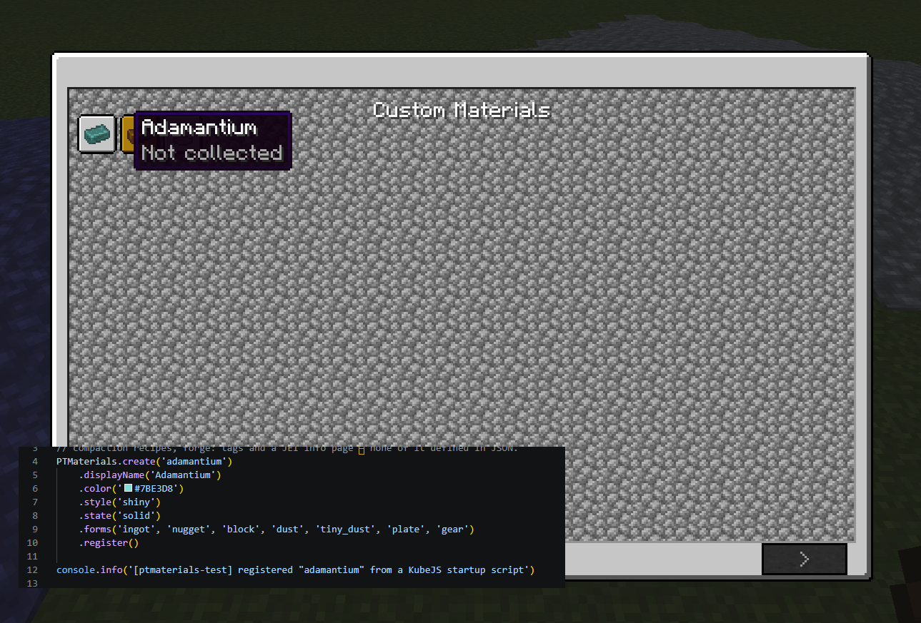 Adamantium add by KubeJS script