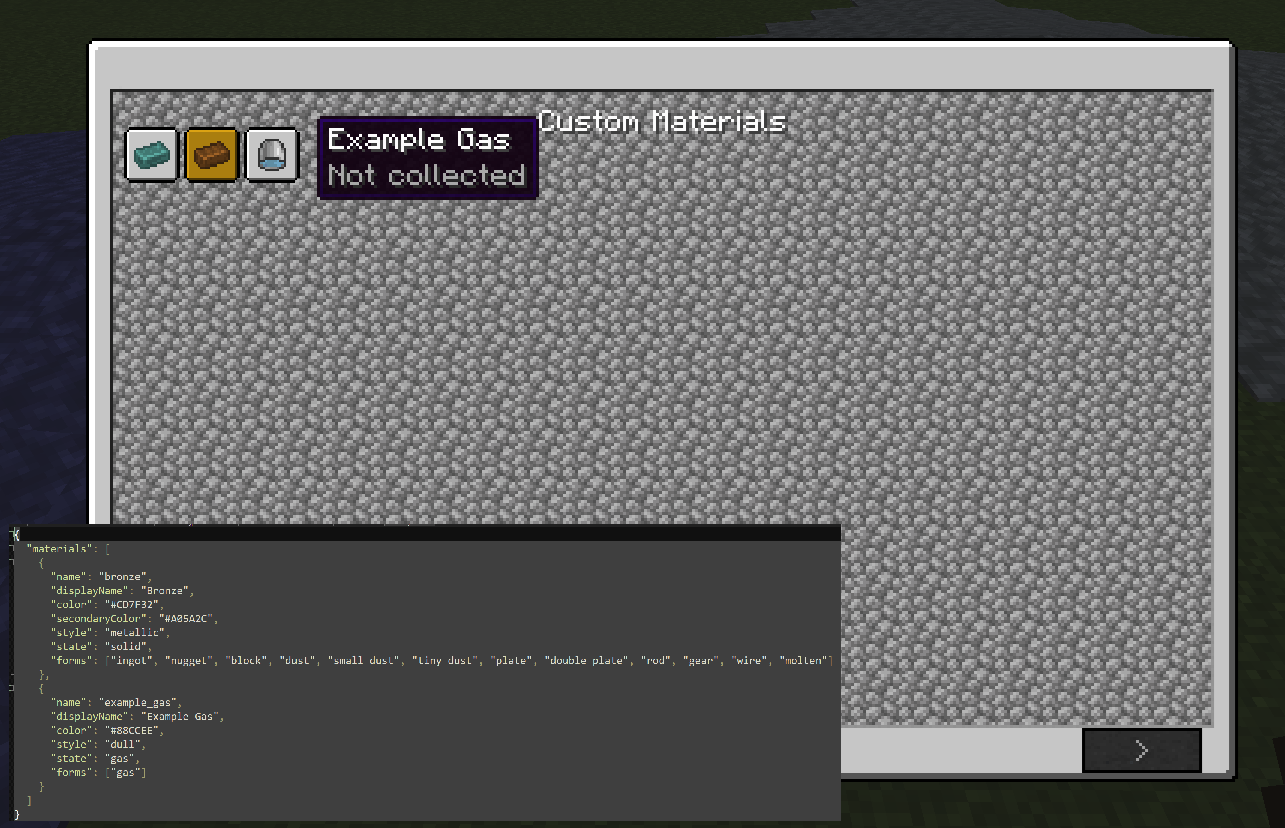 Bronze and Exemple Gas via JSON
