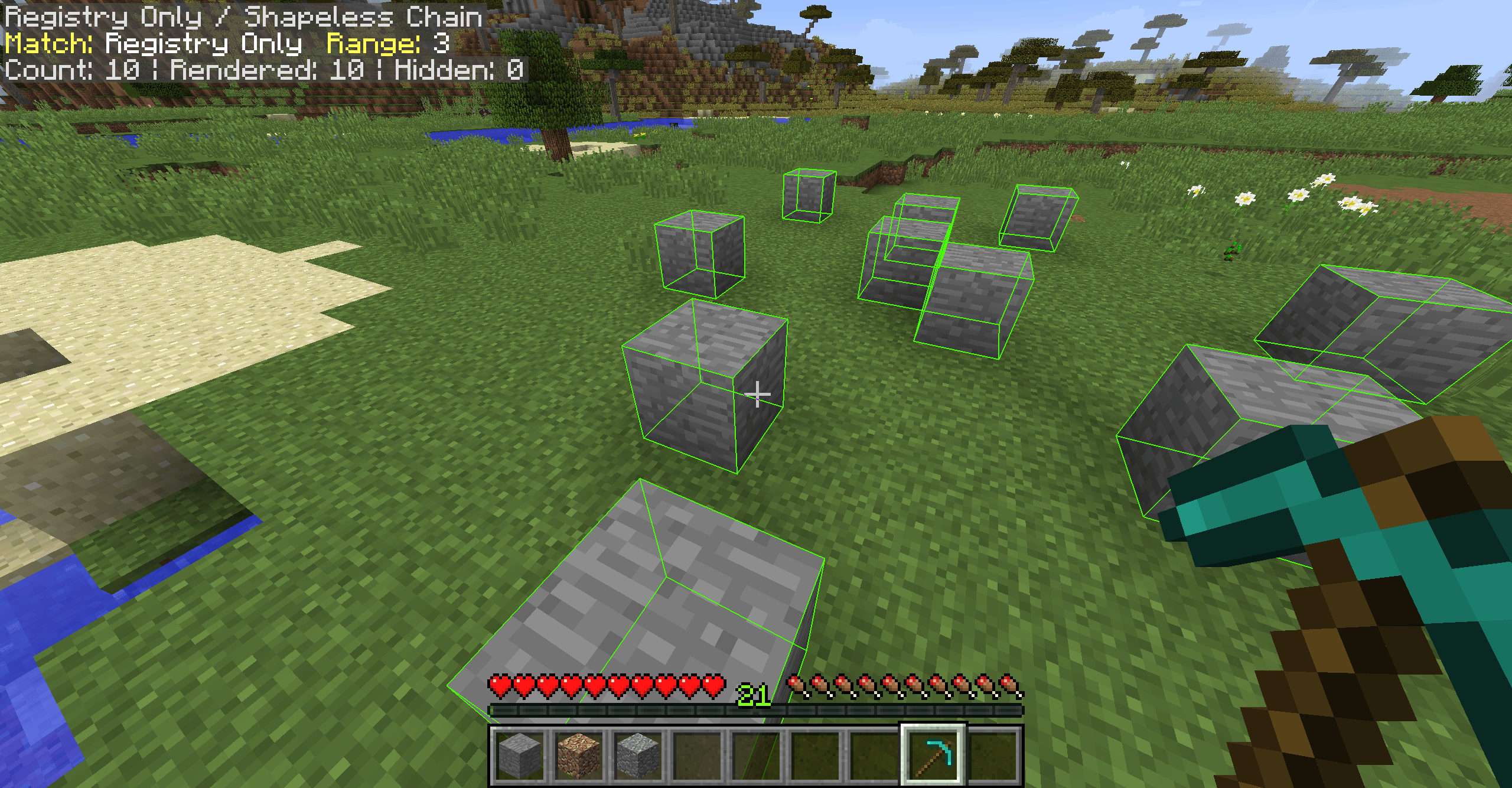 A larger neighbor range can match the same type of block from a greater distance.