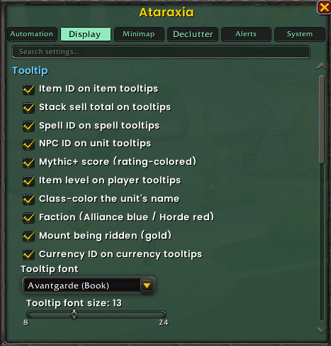 Thumbnail Display — richer tooltips, character-sheet stats, and world-map coordinates