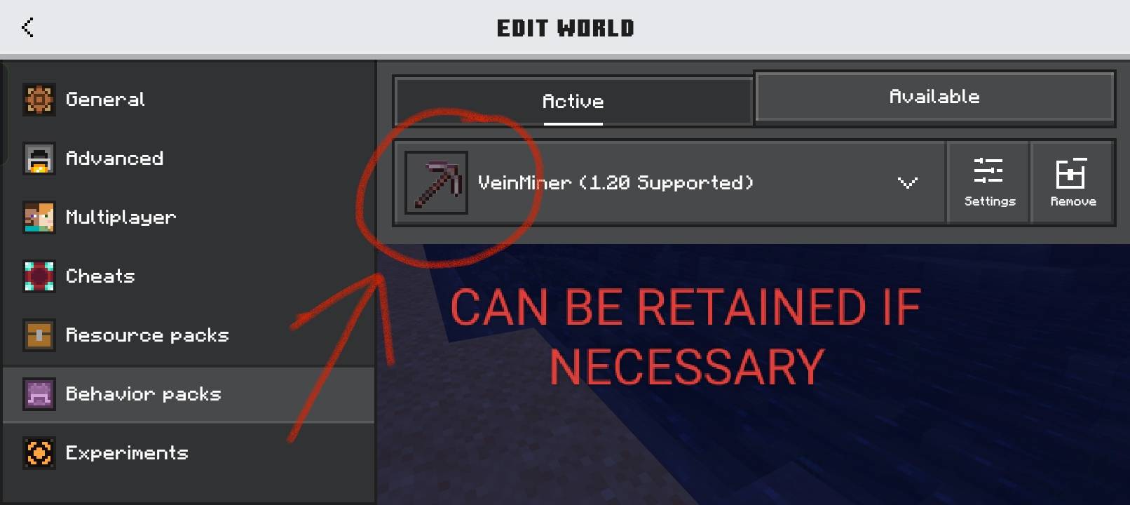 CAN BE RETAINED IF NECESSARY