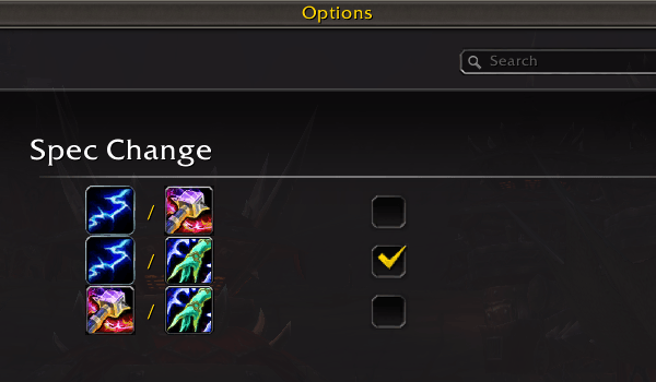 Spec Change Menu