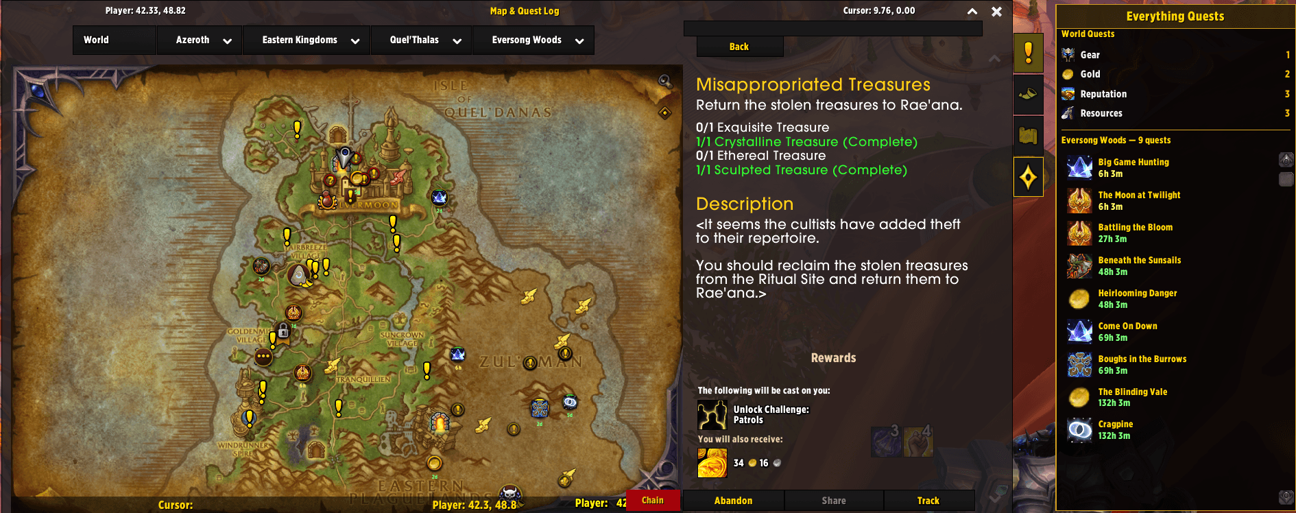 Thumbnail In the World Quest section of Everything Quests' option, you can turn it on or off. There is also an expandable pop out explaining what quests are available, and their rewards