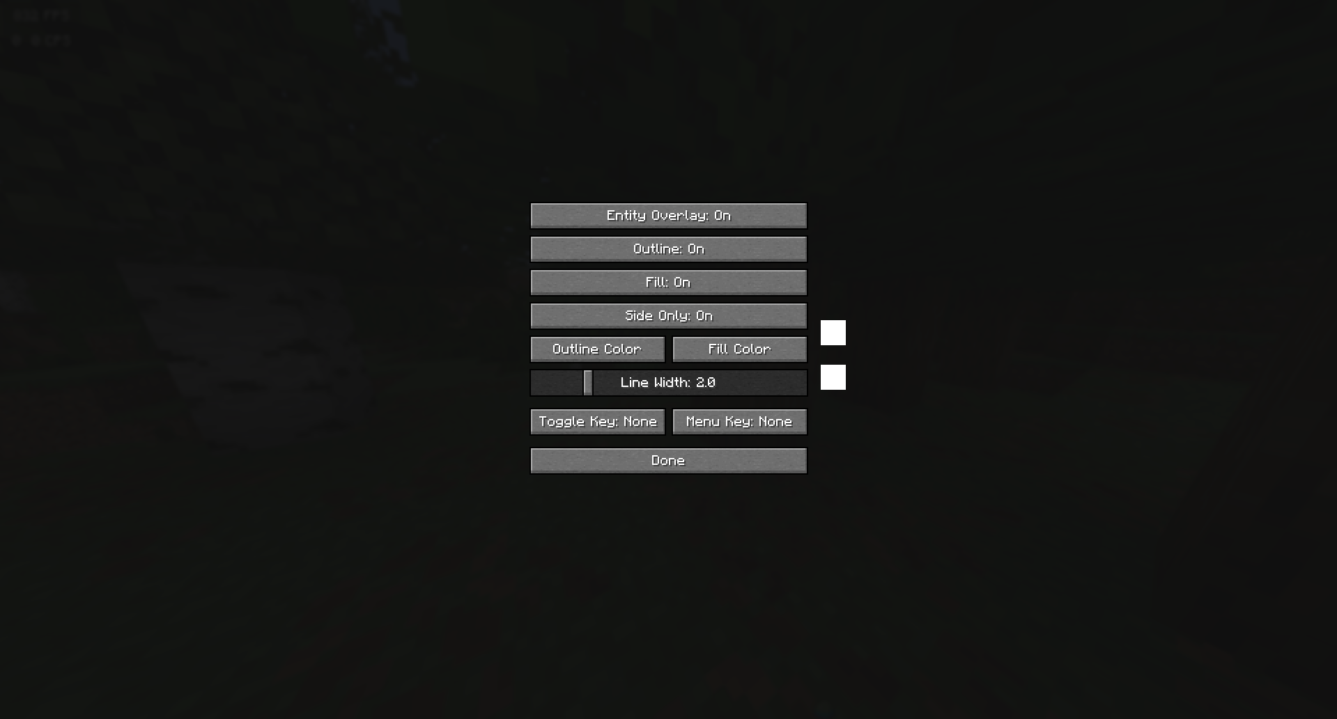 Entity Overlay Menu