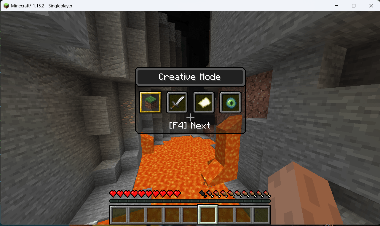 Vanilla Gamemode Changer menu in an Older Version