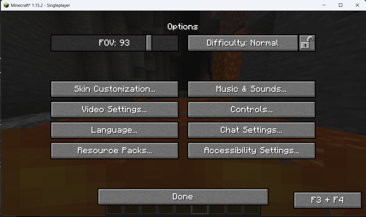 The placement of the Options Menu
