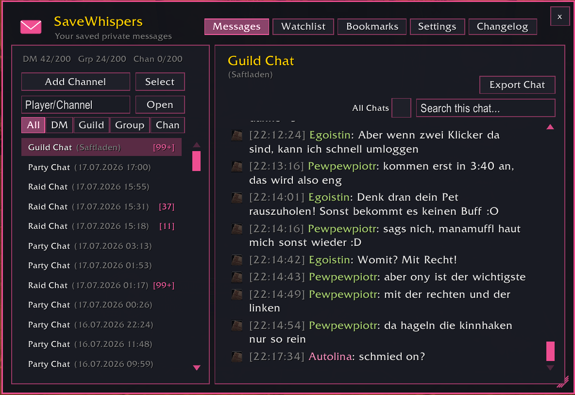 A clean flat pink theme, SaveWhispers' own look.