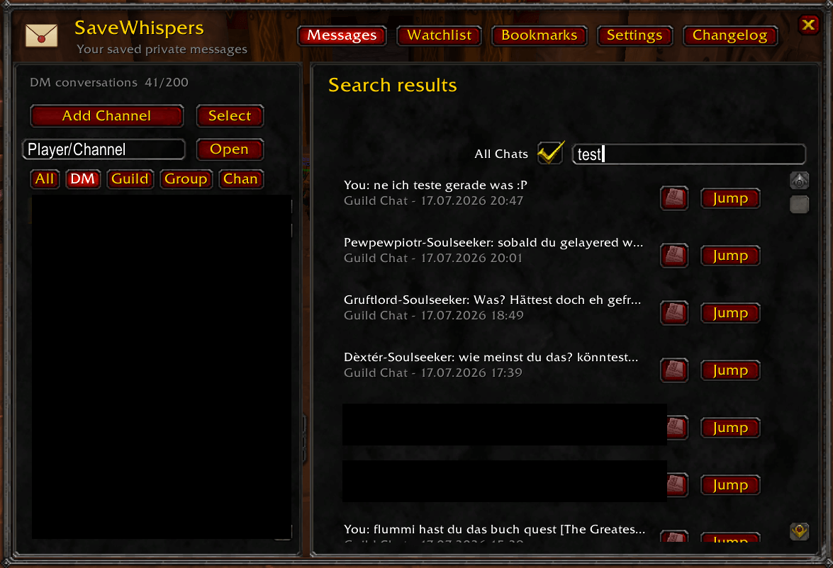 Thumbnail Search all your saved chats at once, not just the open one.
