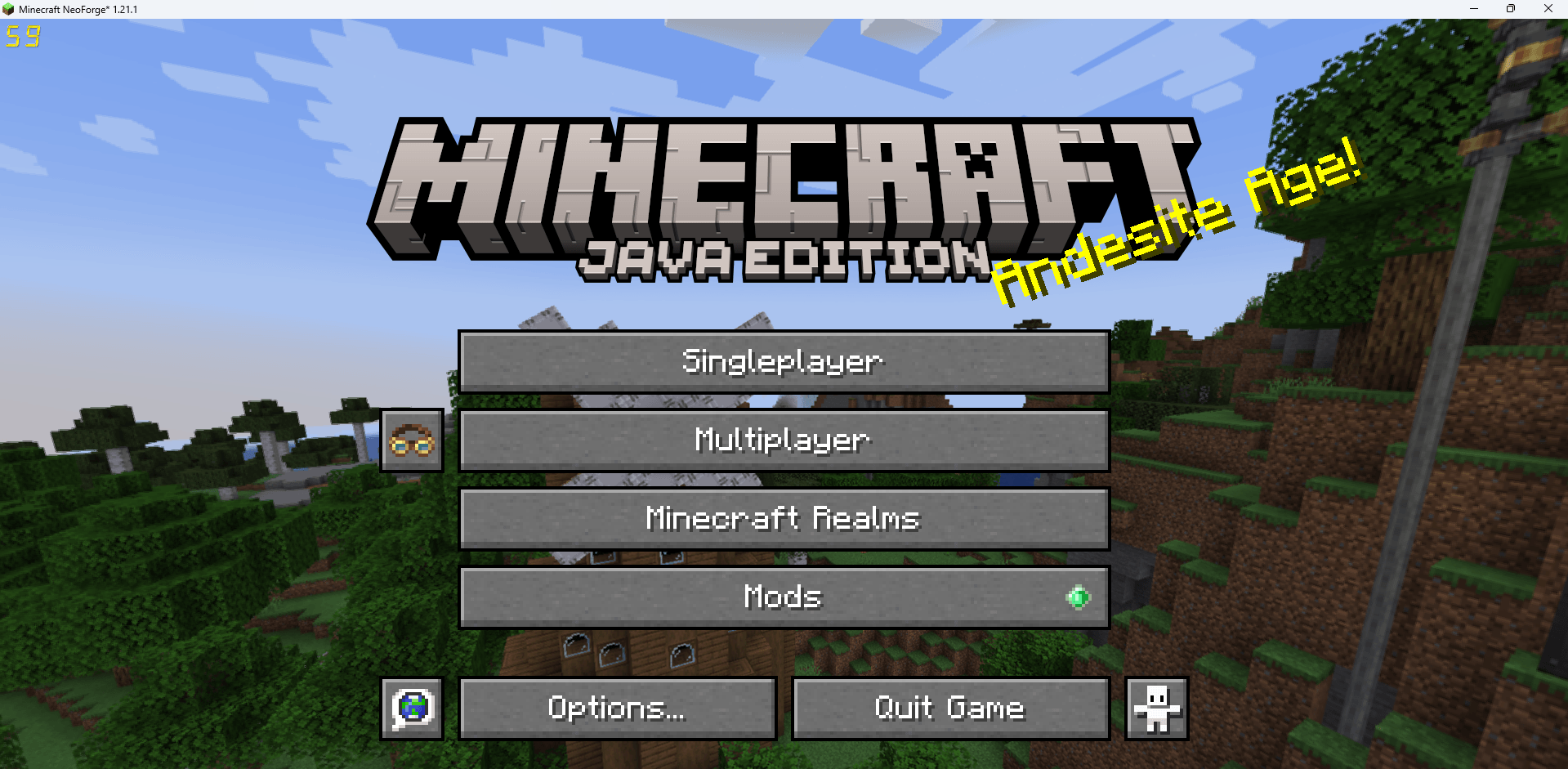 The main menu of Minecraft with the resource pack on
