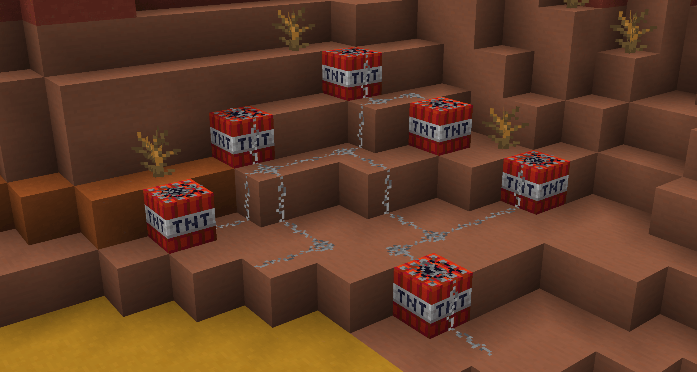 Gunpowder can be placed and ignited for a quick and easy way to wire up your TNT with coordination