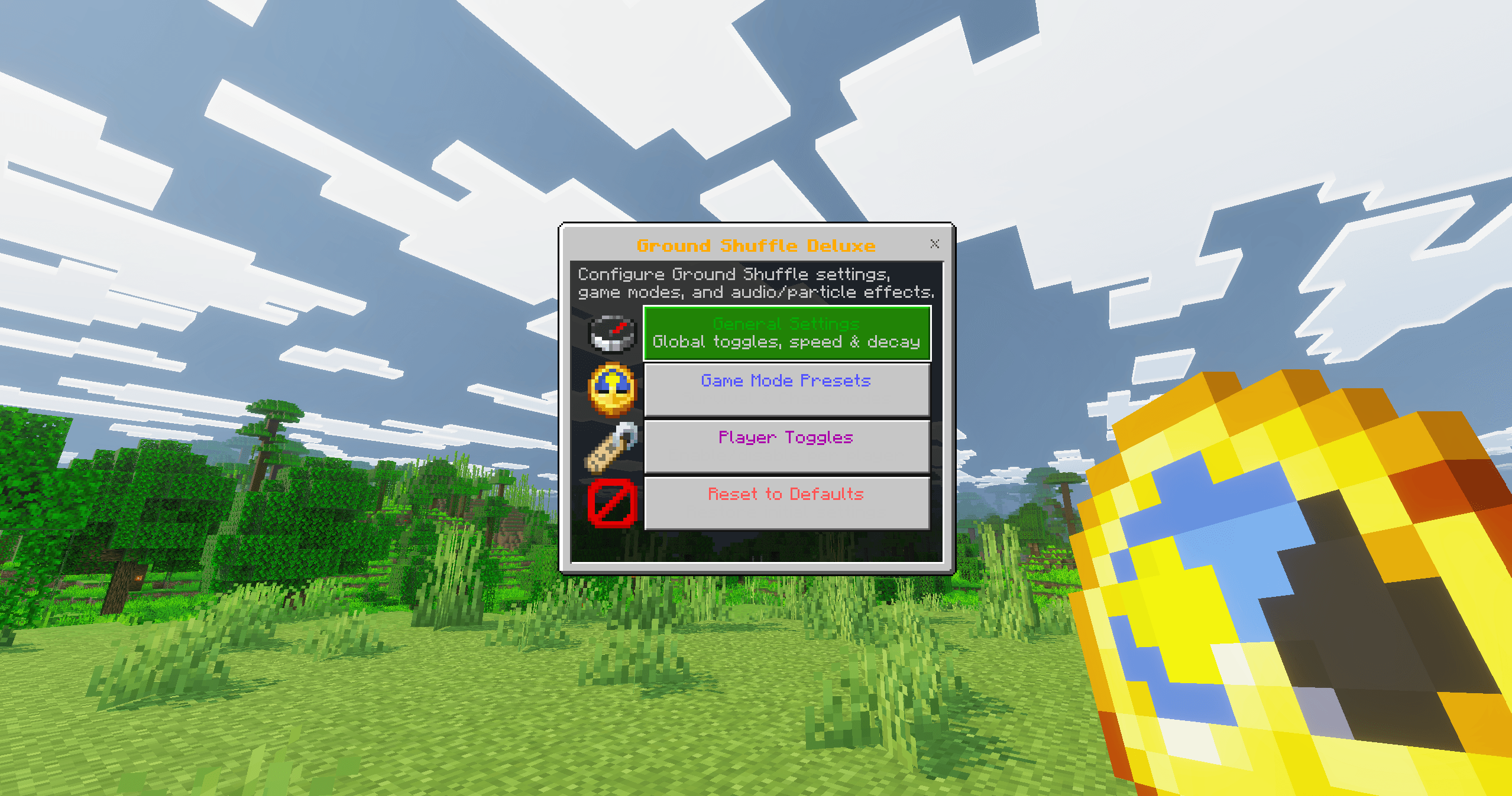 In-game menu, it could be accessed by holding a clock in hand, then crouch and click the right click button. If on mobile, then use the item.