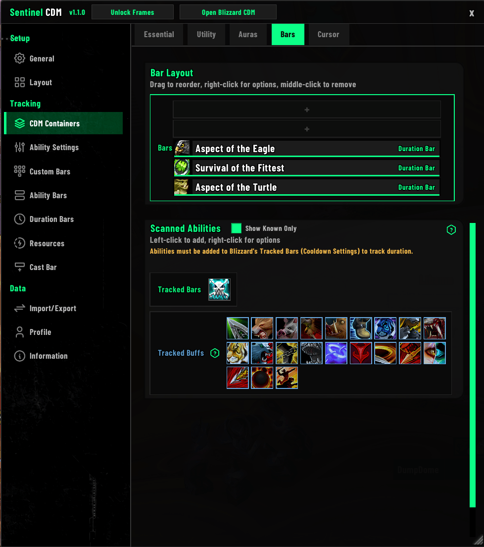 Bars page