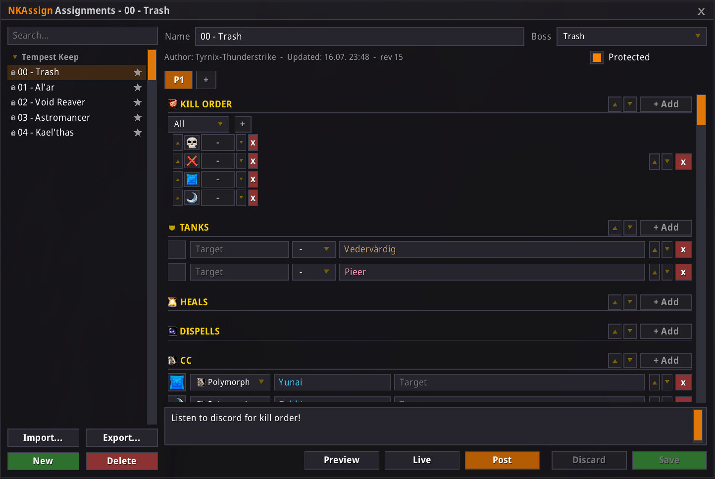 Assignments Editor
