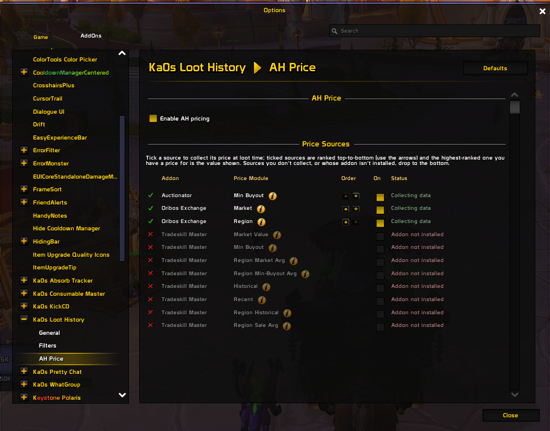 Settings Panel