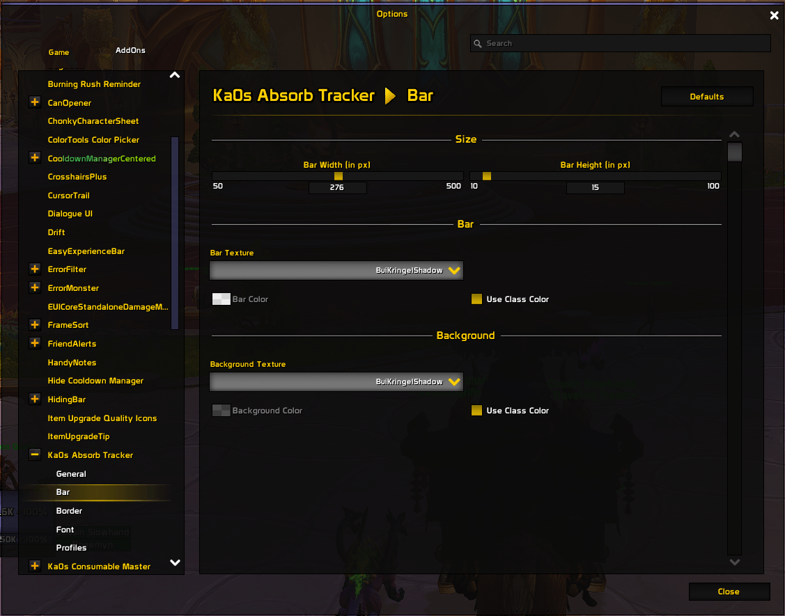 Settings Panel